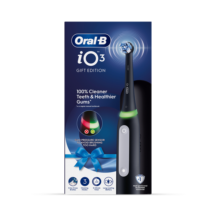 Oral-B iO 3 Electric Toothbrush, Black, 1 Brush Head, Travel Case