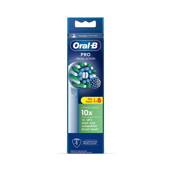 Oral-B Pro Cross Action Toothbrush Heads with X Filament, 8 Counts
