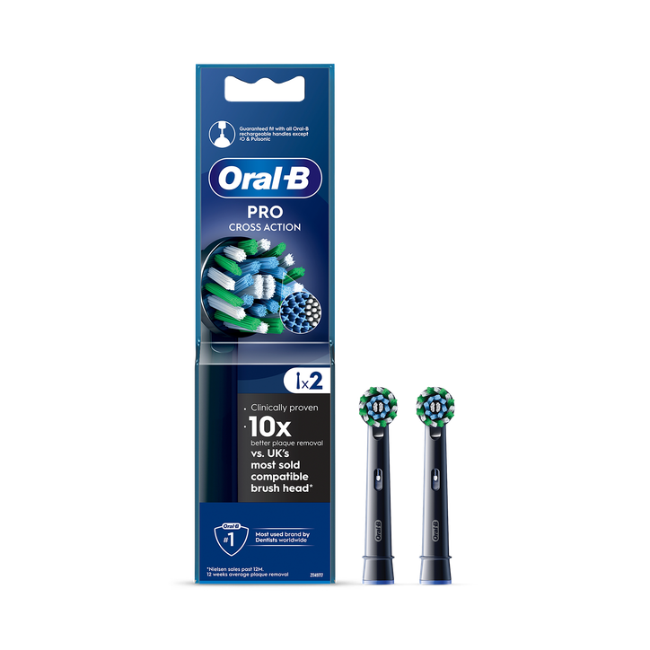 Oral-B Black Pro Cross Action Toothbrush Heads, 2 Counts
