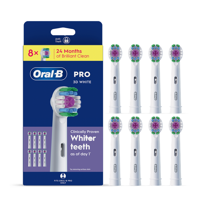 Oral-B Pro 3D White Toothbrush Heads, 8 Counts