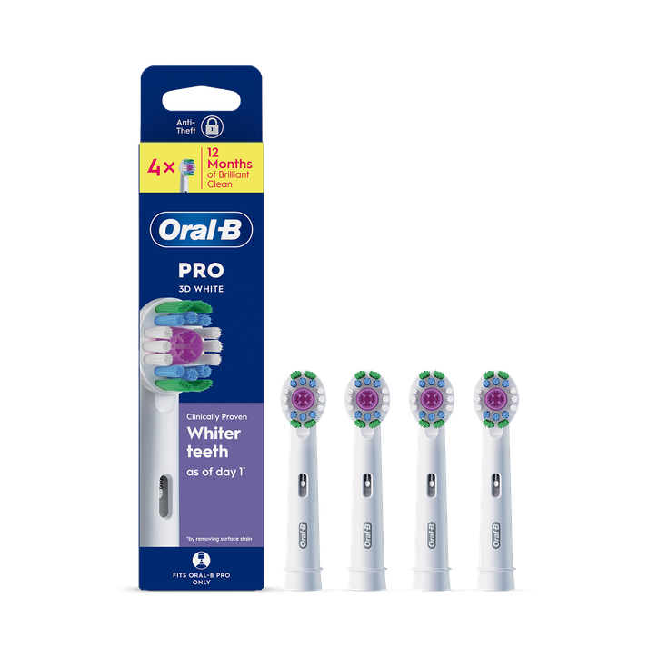 Oral-B Pro 3D White Toothbrush Heads, 4 Counts
