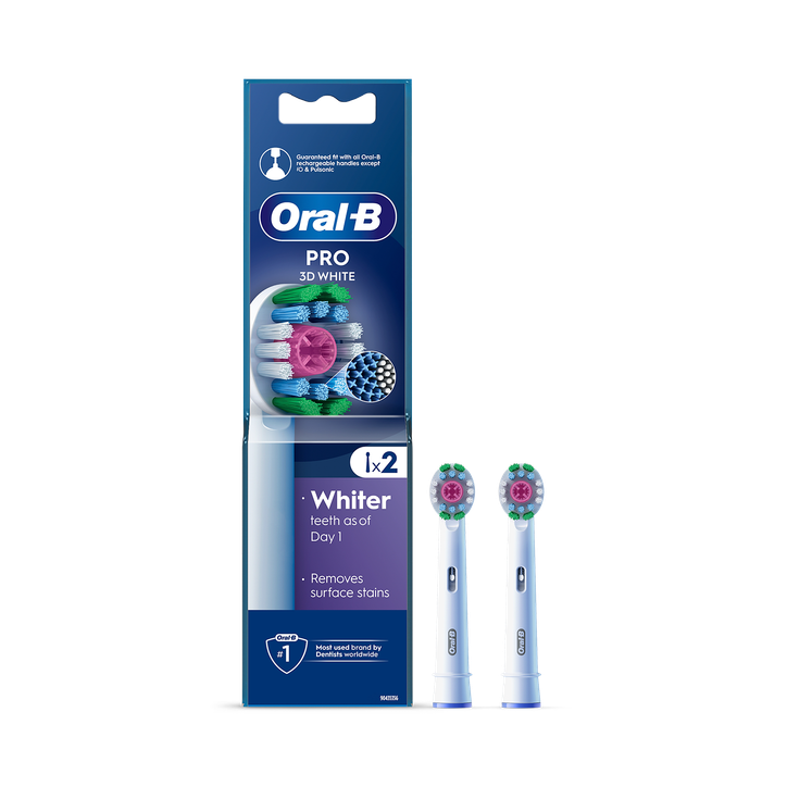 Oral-B Pro 3D White Toothbrush Heads, 2 Counts