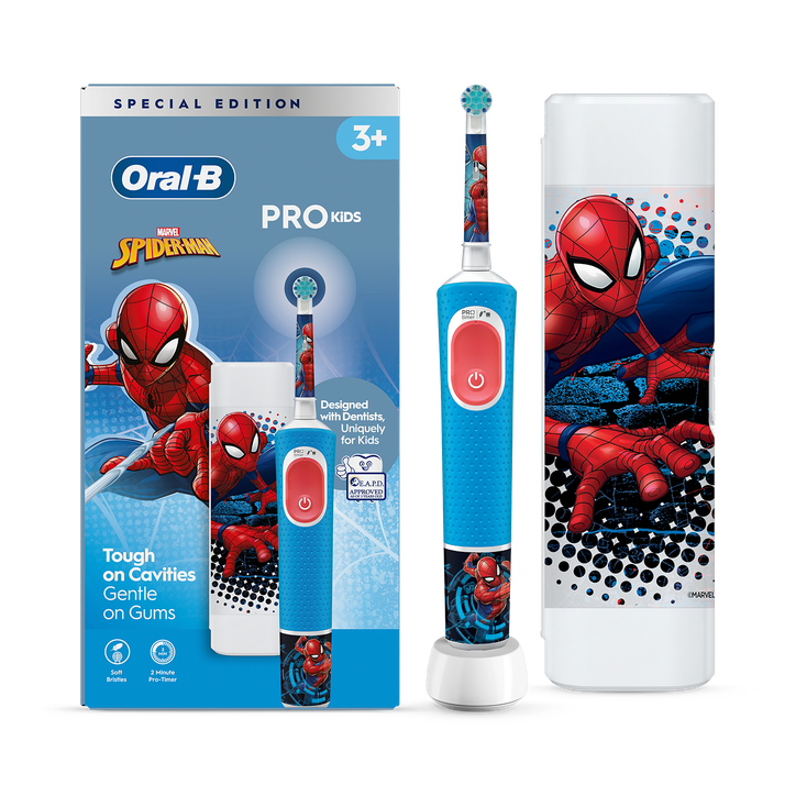 Oral-B Pro Kids Electric Toothbrush, 1 Handle Marvel Spider-Man, 1 Toothbrush Head, 1 Travel Case