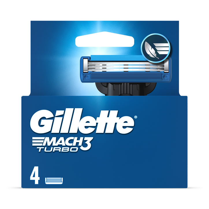 Gillette Mach3 Turbo Razor Refills for Men, 4 Razor Blade Refills