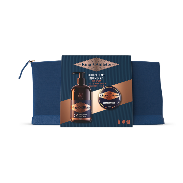 King C. Gillette Perfect Beard Regimen Kit - 3in1 Beard Wash 350ml and Beard Softener 100ml