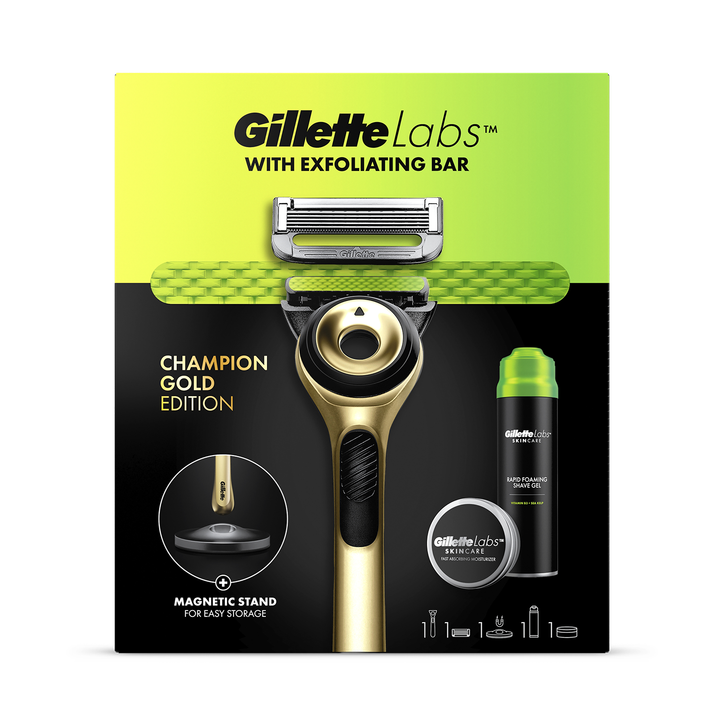 GilletteLabs With Exfoliating Bar Razor, Champion Gold Edition