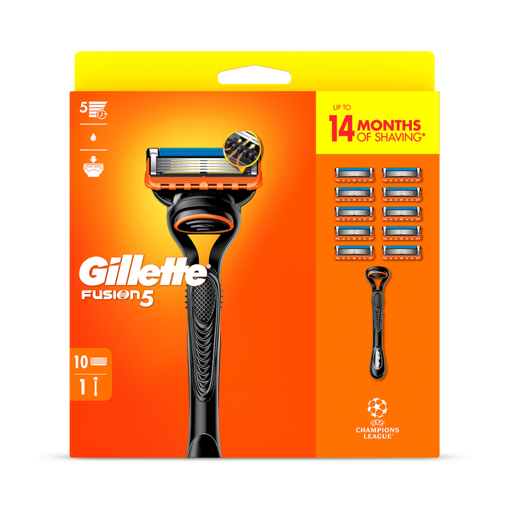 Gillette Fusion5 Razor for Men, 1 Gillette Razor, 10 Blade Refills
