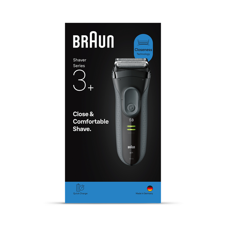 Braun Series 3+ Electric Shaver, Dry, 3000S, Grey