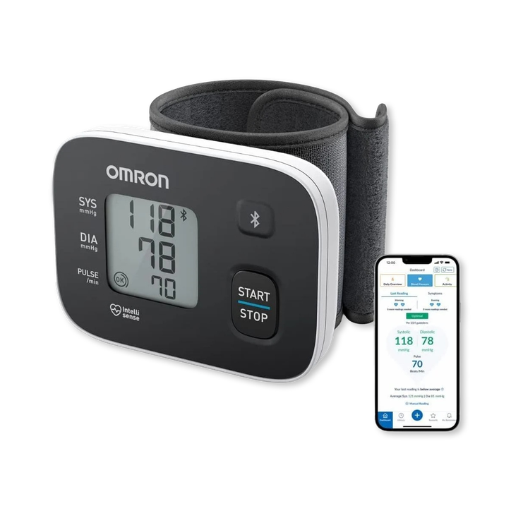 Omron RS3 auto blood pressure monitor on the wrist