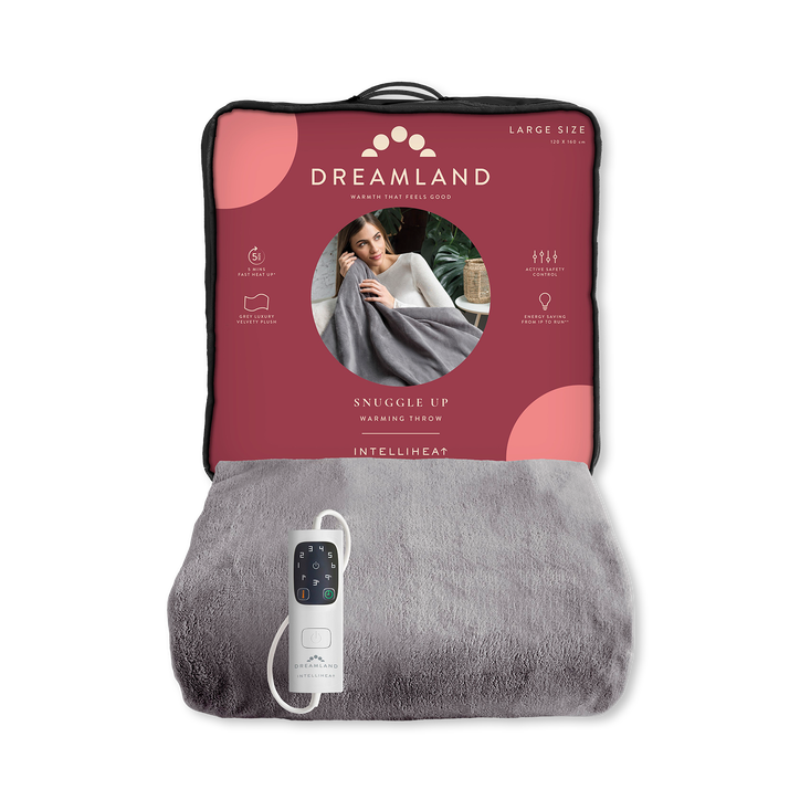 Dreamland Snuggle Up Electric Warming Throw - Grey