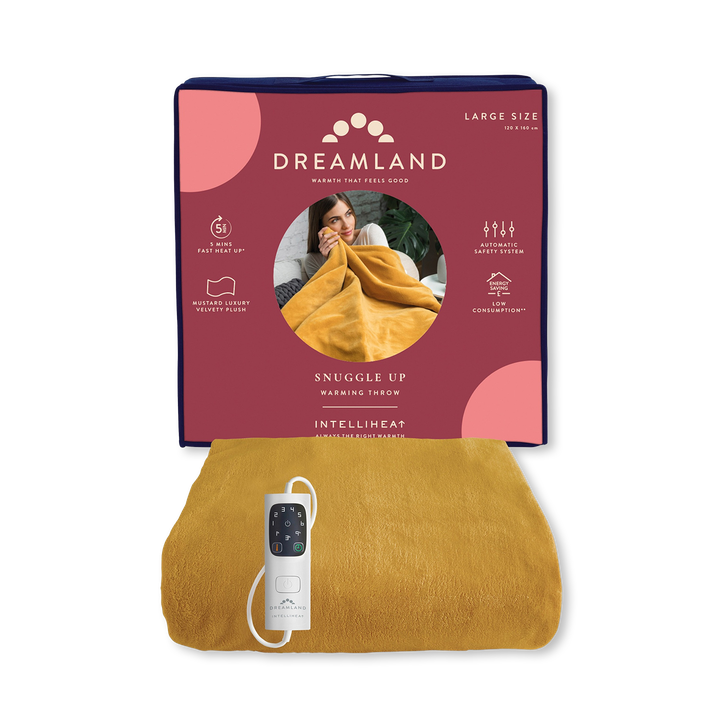 Dreamland Snuggle Up Electric Warming Throw - Mustard