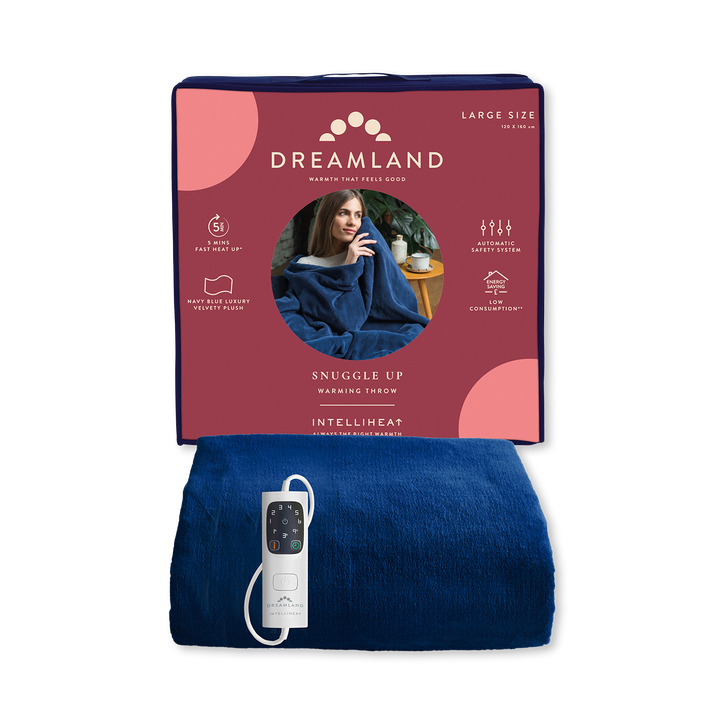Dreamland Snuggle Up Electric Warming Throw - Navy
