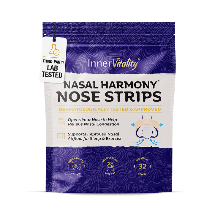 Nose Strips - Nasal Harmony for Breathing - 32 Strips, Hypoallergenic, Third-party Tested