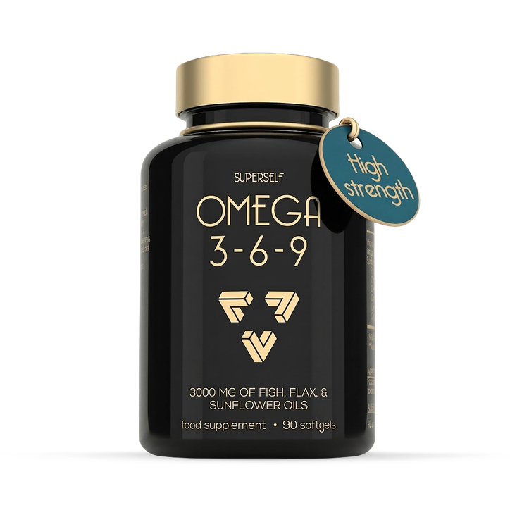 SuperSelf Omega 3-6-9 3000mg 90 Softgels with Premium Fish Oil, Flaxseed & Sunflower Oil