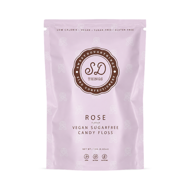 SweetDoughThings Vegan Friendly Sugar Free Candy Floss Rose Flavour 12g