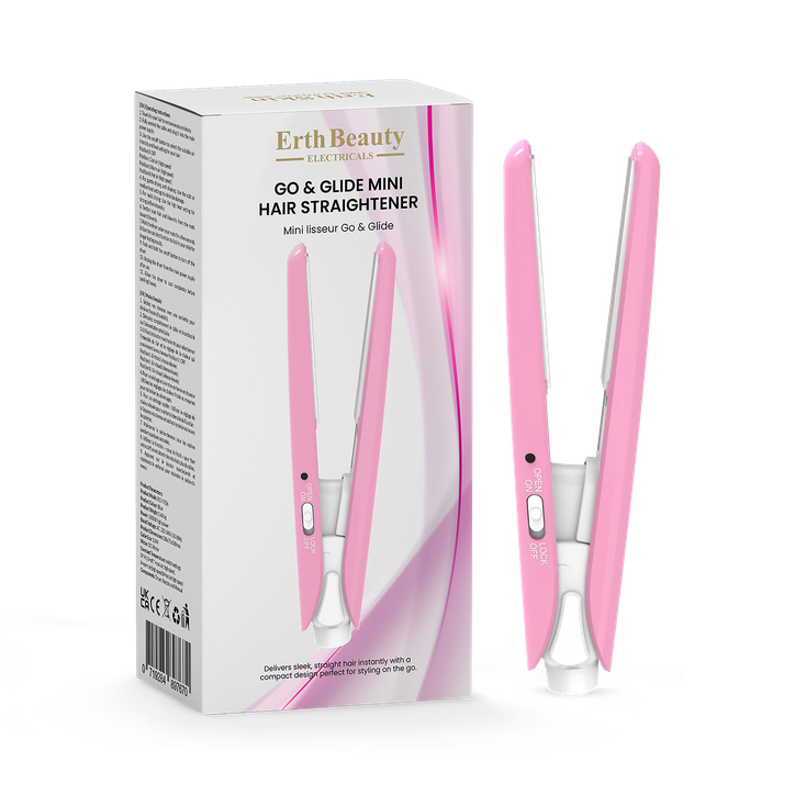 Erth Skin London GO & GLIDE MINI HAIR STRAIGHTENER PINK