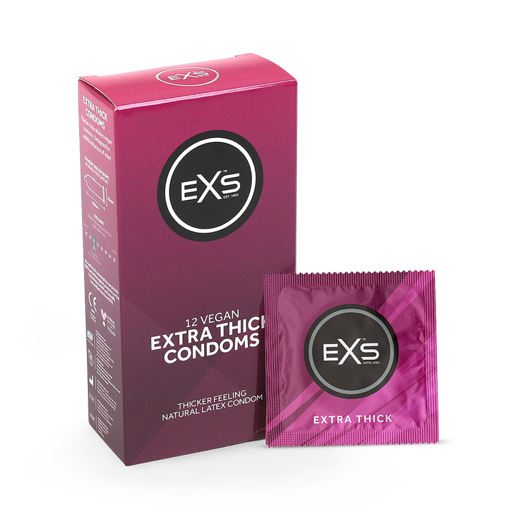 EXS Extra Thick Condoms Vegan Extra Protection 12 Pack