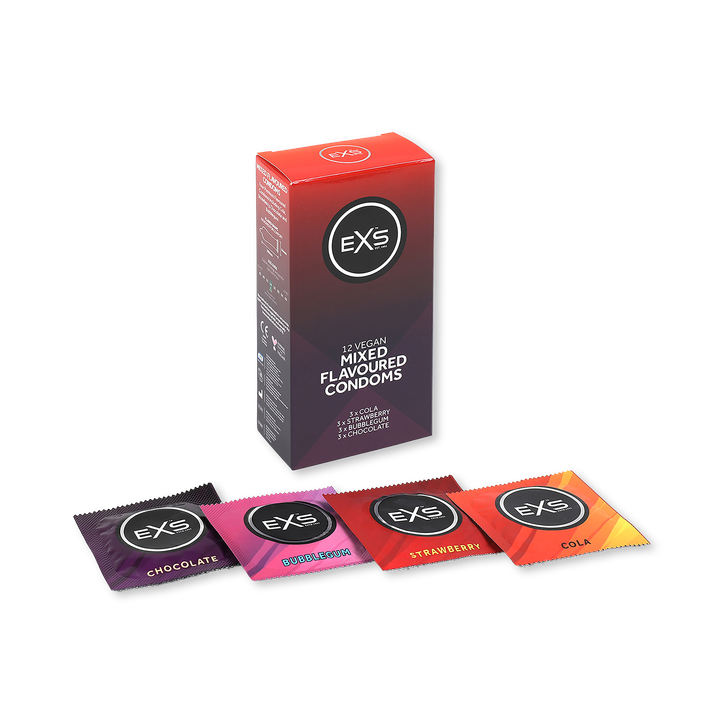 EXS Mixed Flavoured Condoms Vegan 4 Flavours 12 Pack