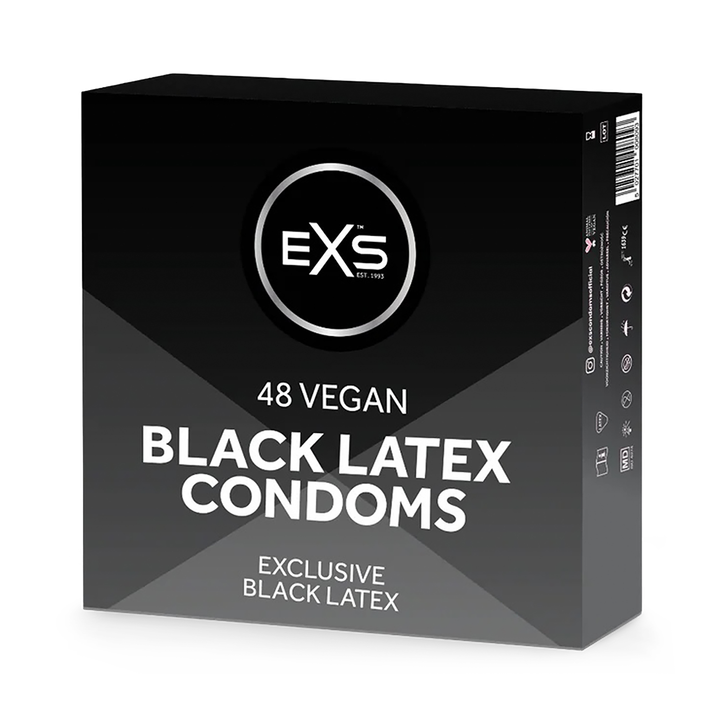 EXS Black Latex Condoms Vegan 48 Pack