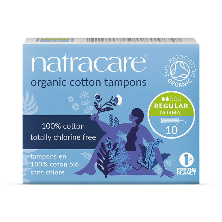 Natracare Organic Cotton Non-applicator Tampons 10 Count | Regular Absorbency Handy | Toxin-Free, Plastic-Free| Pack of 1