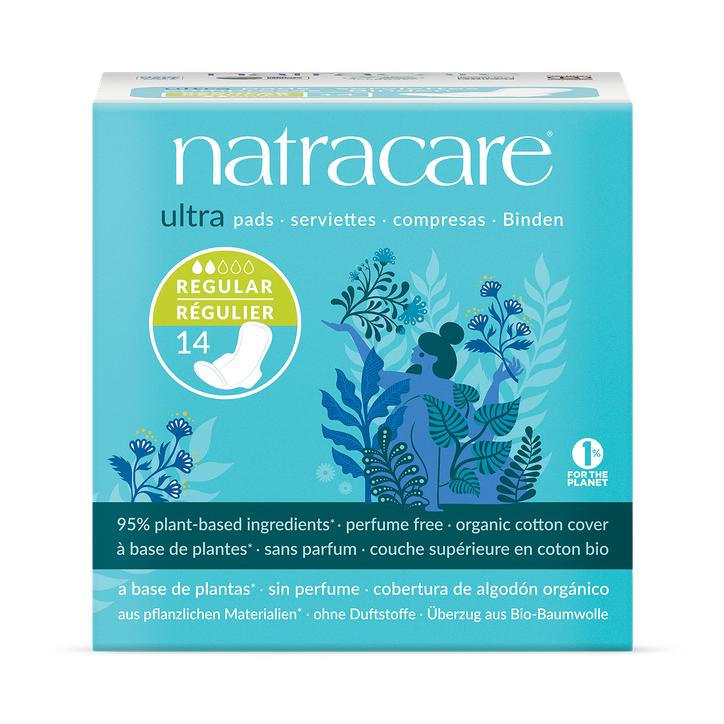 Natracare Ultra Pads with wings 14 Count | Regular Absorbency | Pack of 1