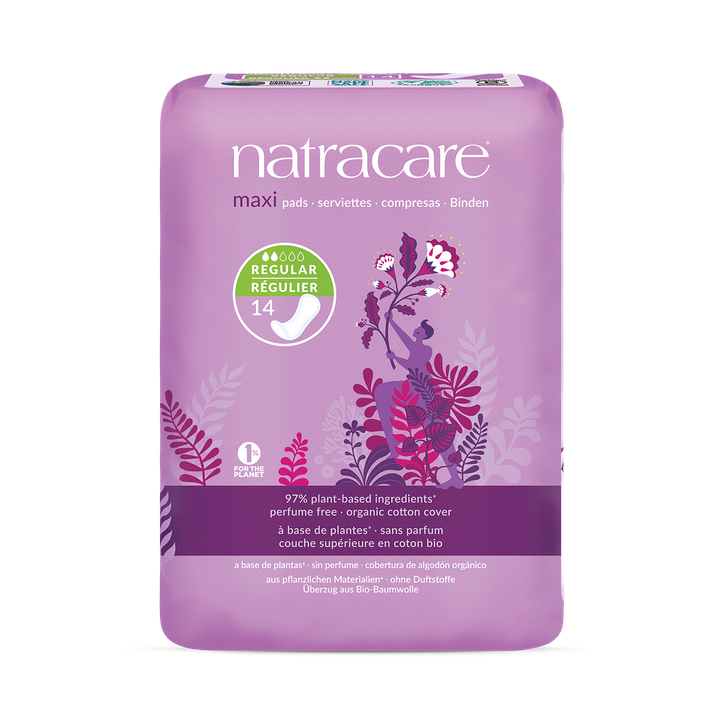 Natracare Maxi Pads without wings 14 Count | Regular Absorbency | Pack of 1