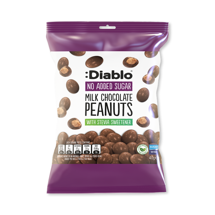 Diablo No Added Sugar Milk Chocolate Peanuts 40g
