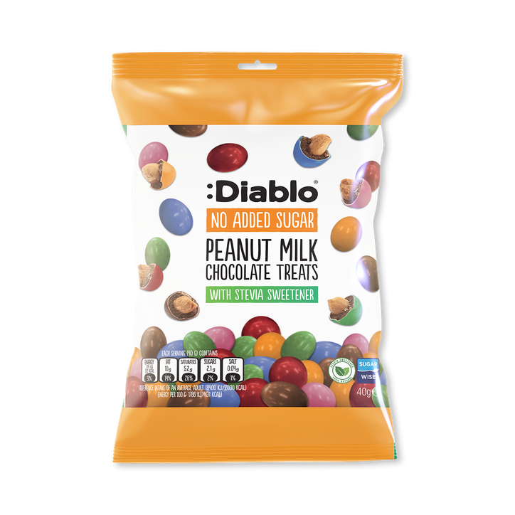 Diablo No Added Sugar Milk Chocolate Coated Peanut Treats 40g