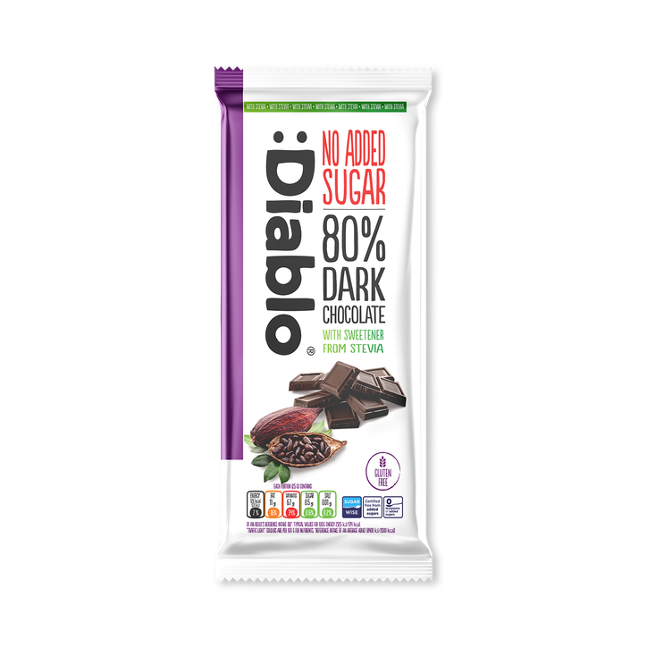 Diablo No Added Sugar 80% Dark Chocolate Bar 75g