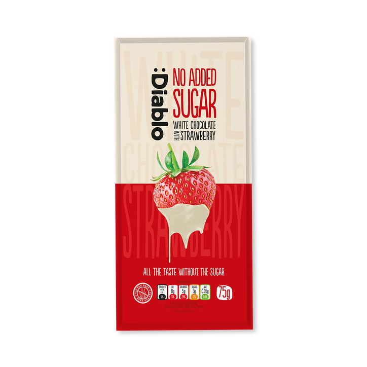 Diablo No Added Sugar White Chocolate Bar Strawberry 75g