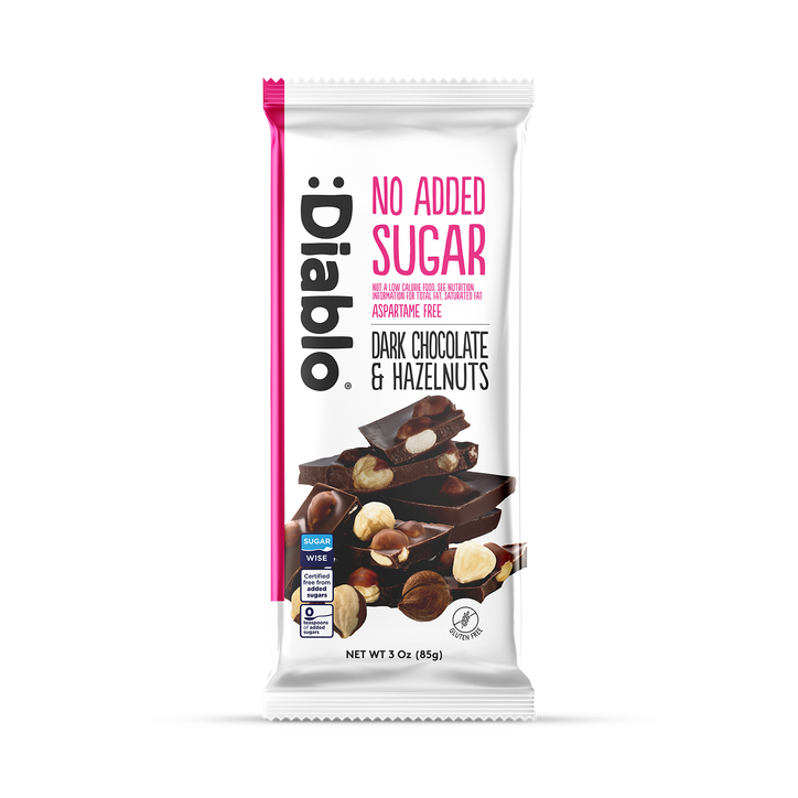 Diablo No Added Sugar Dark Chocolate Bar Hazelnuts 85g