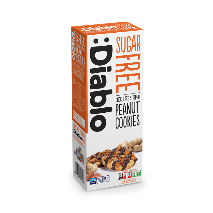 Diablo Sugar Free Chocolate Striped Peanut Cookies 150g