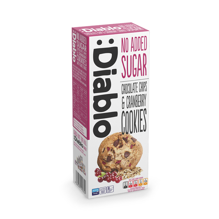 Diablo No Added Sugar Chocolate Chip and Cranberry Cookies 135g