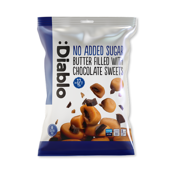 Diablo No Added Sugar Butter Sweets Filled with Chocolate 75g