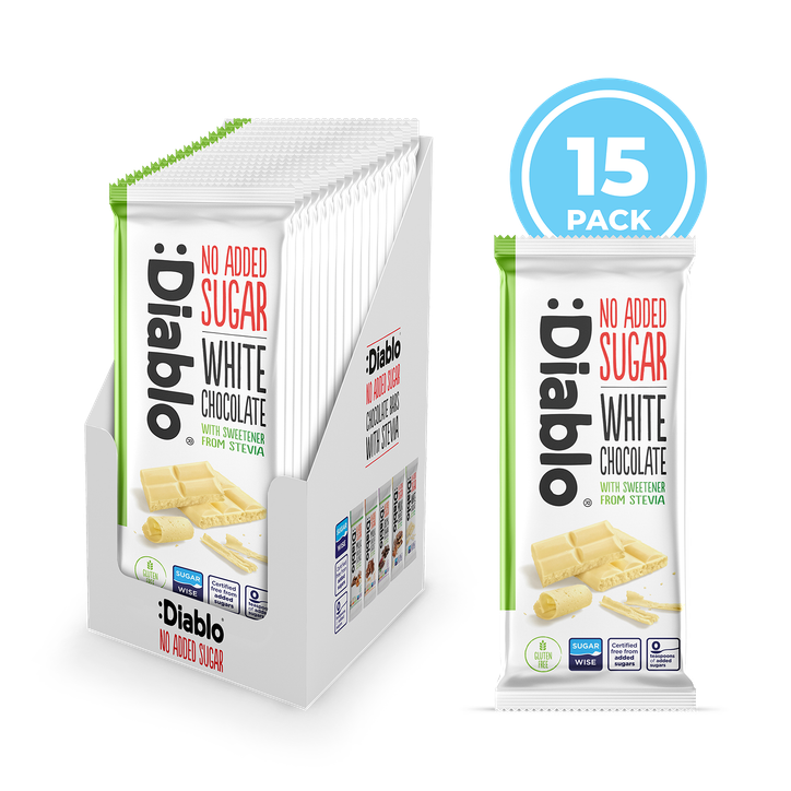 Diablo No Added Sugar White Chocolate Bar 75g Pack of 15