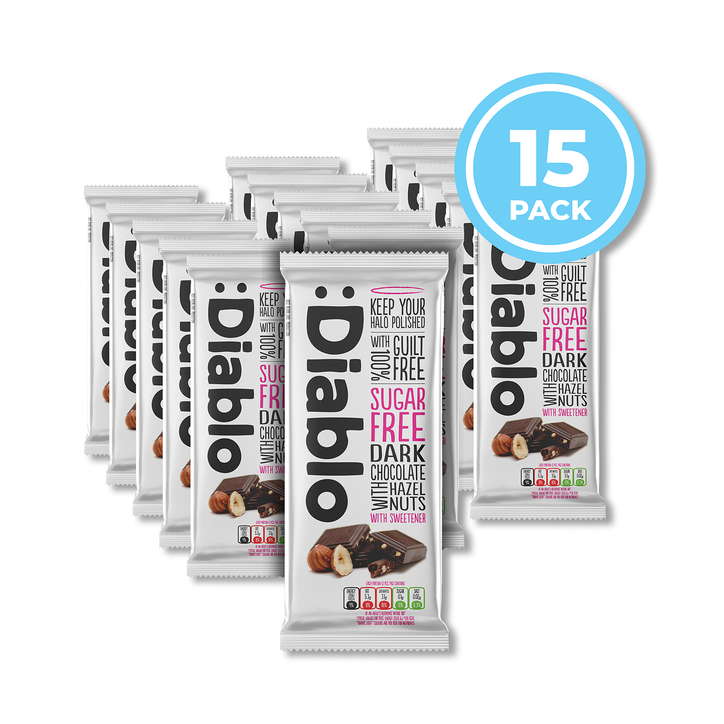 Diablo Sugar Free Dark Chocolate Bar Hazelnuts 85g Pack of 15