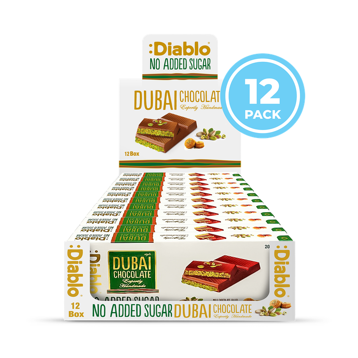 Diablo No Added Sugar Dubai Chocolate Bar 200g Pack of 12