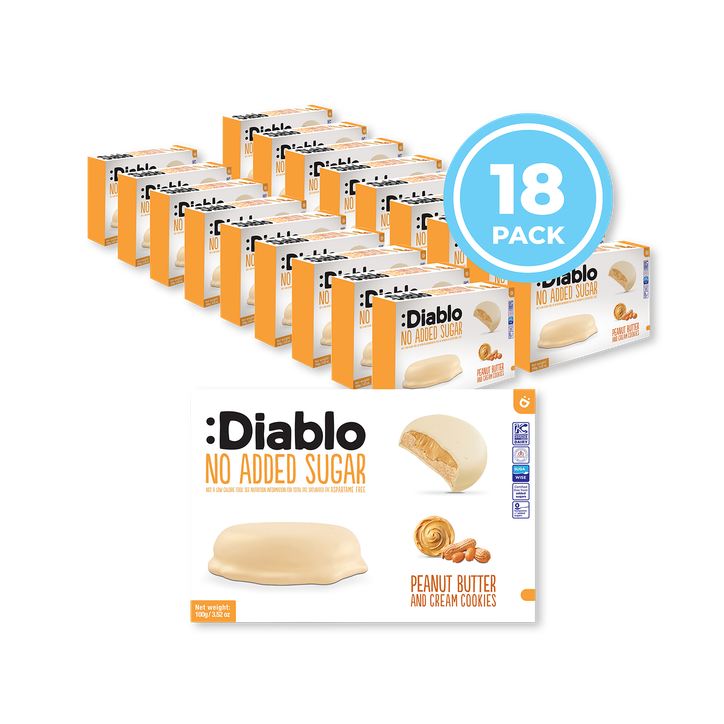 Diablo No Added Sugar Peanut Butter and Cream Cookies 100g Pack of 18