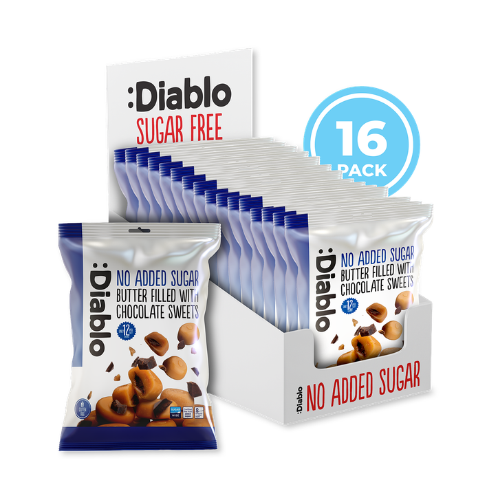 Diablo No Added Sugar Butter Sweets Filled with Chocolate 75g Pack of 16