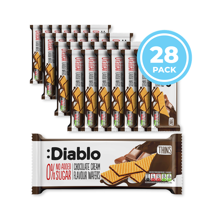 Diablo No Added Sugar Wafer Thins Chocolate Cream Flavour 150g Pack of 28
