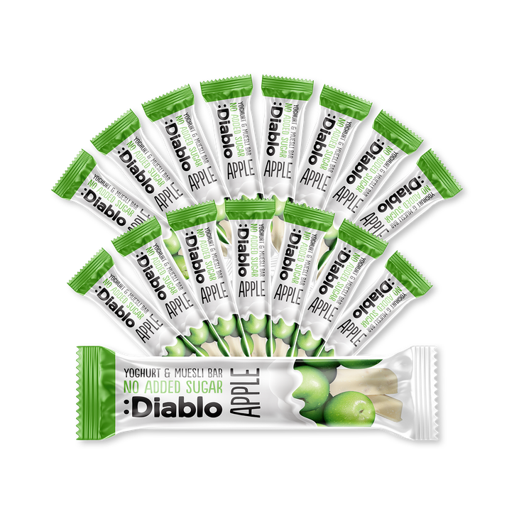 Diablo No Added Sugar Yoghurt Coated Muesli Bar Apple 30g Pack of 16