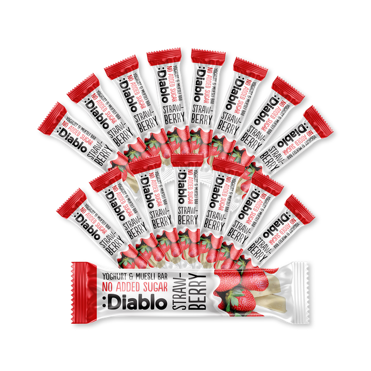 Diablo No Added Sugar Yoghurt Coated Muesli Bar Strawberry 30g Pack of 16
