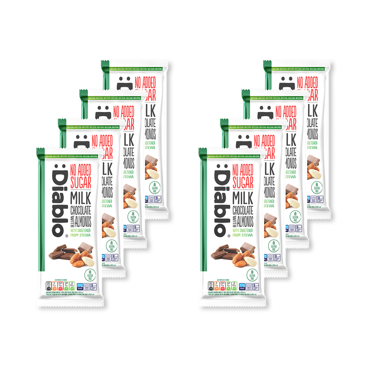 Diablo No Added Sugar Milk Chocolate Bar Almonds 75g Pack of 8