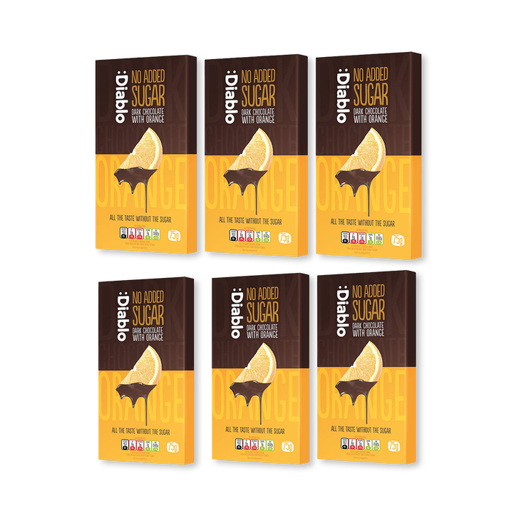 Diablo No Added Sugar Dark Chocolate Bar Orange 75g Pack of 6