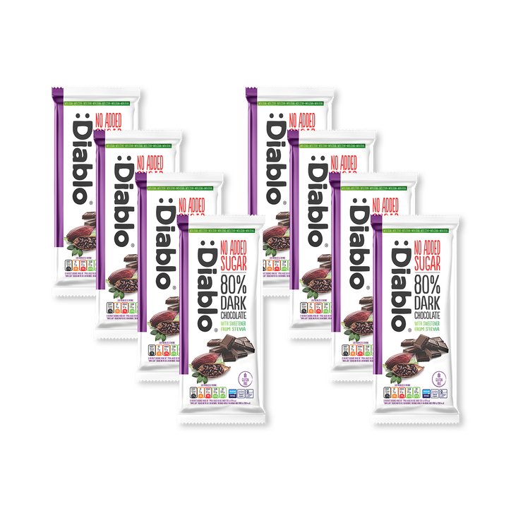 Diablo No Added Sugar 80% Dark Chocolate Bar 75g Pack of 8