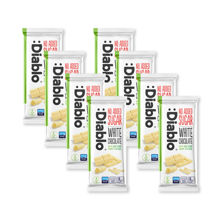 Diablo No Added Sugar White Chocolate Bar 75g Pack of 8