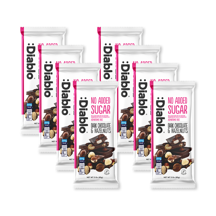 Diablo No Added Sugar Dark Chocolate Bar Hazelnuts 85g Pack of 8