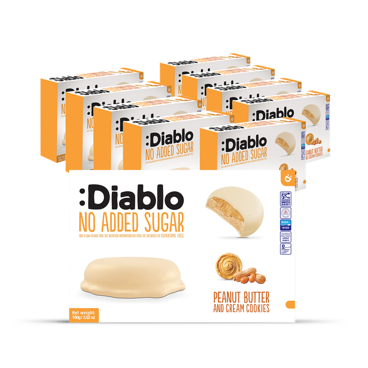 Diablo No Added Sugar Peanut Butter and Cream Cookies 100g Pack of 9