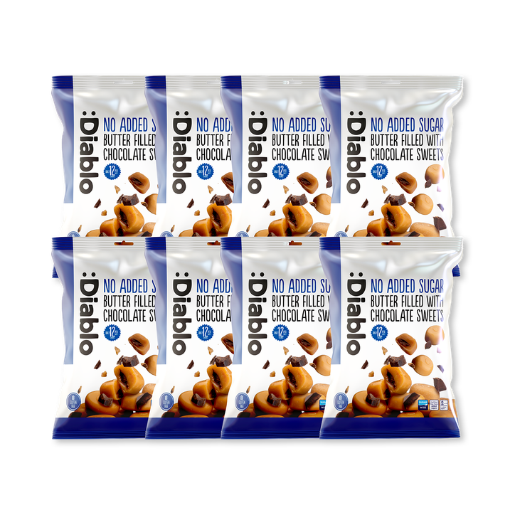 Diablo No Added Sugar Butter Sweets Filled with Chocolate 75g Pack of 8