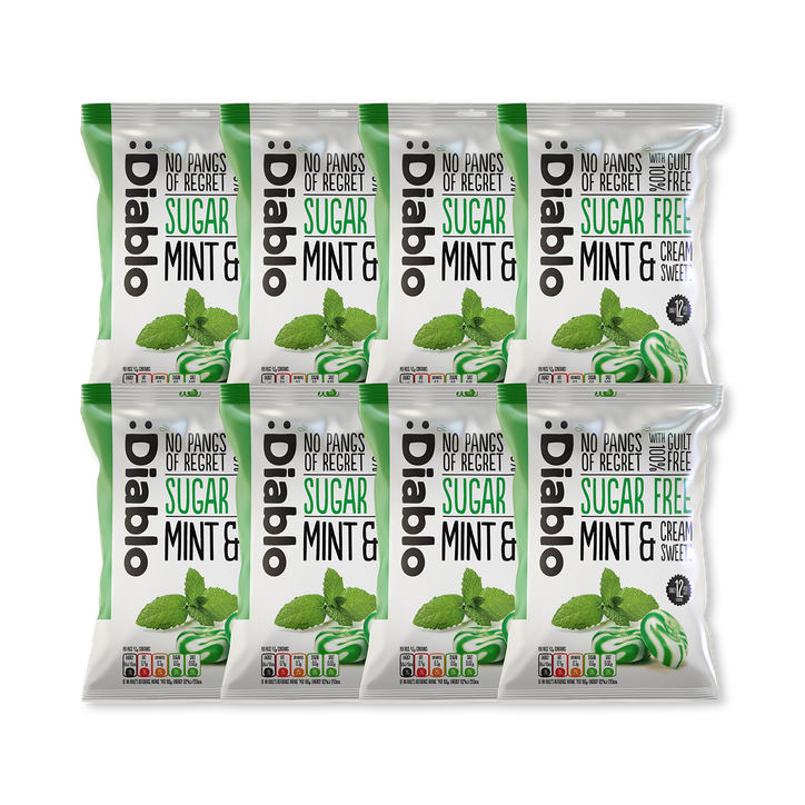 Diablo Sugar Free Mint and Cream Sweets 75g Pack of 8